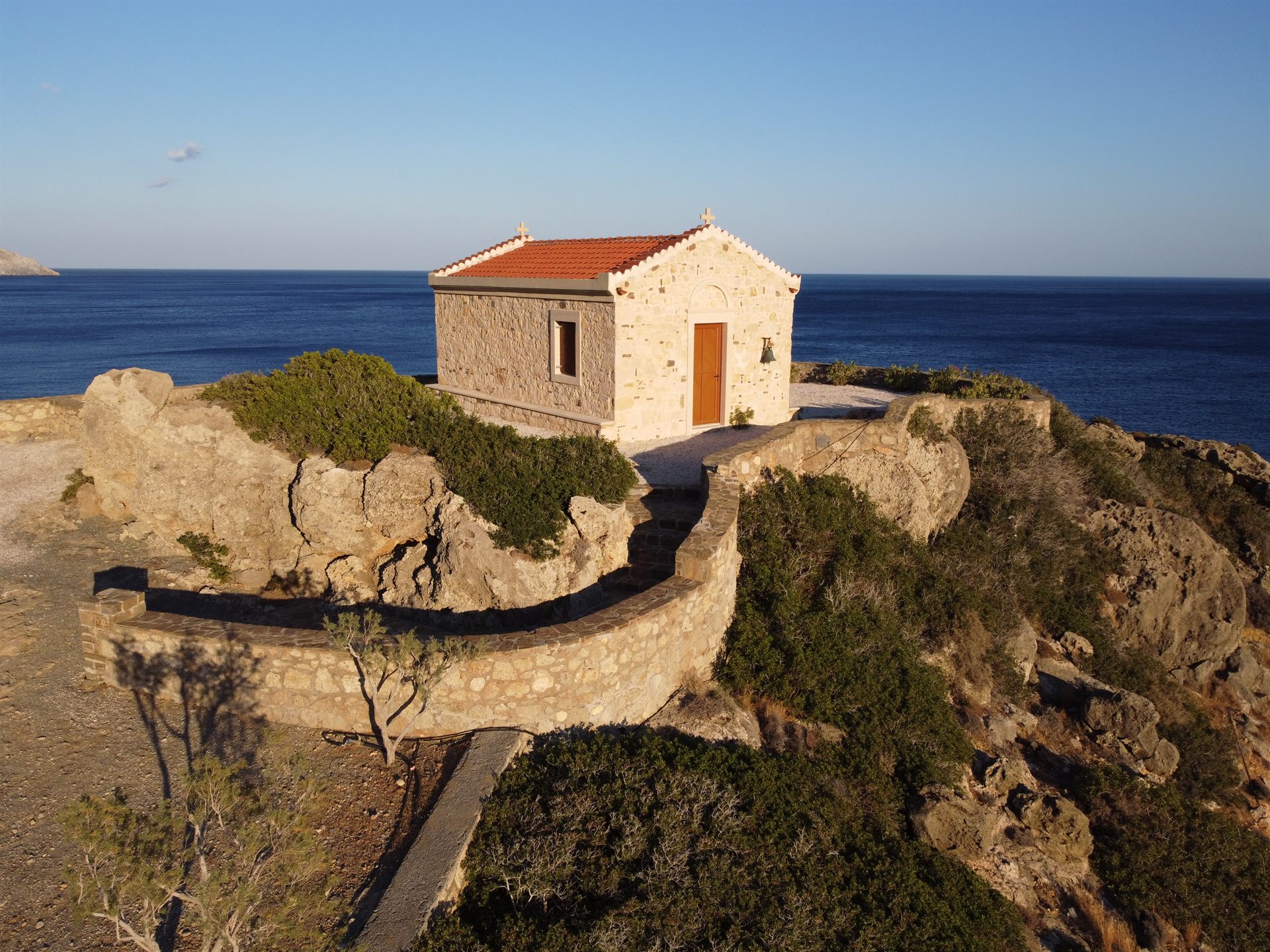 Small stone chapel on the cliff above the Libyan Sea